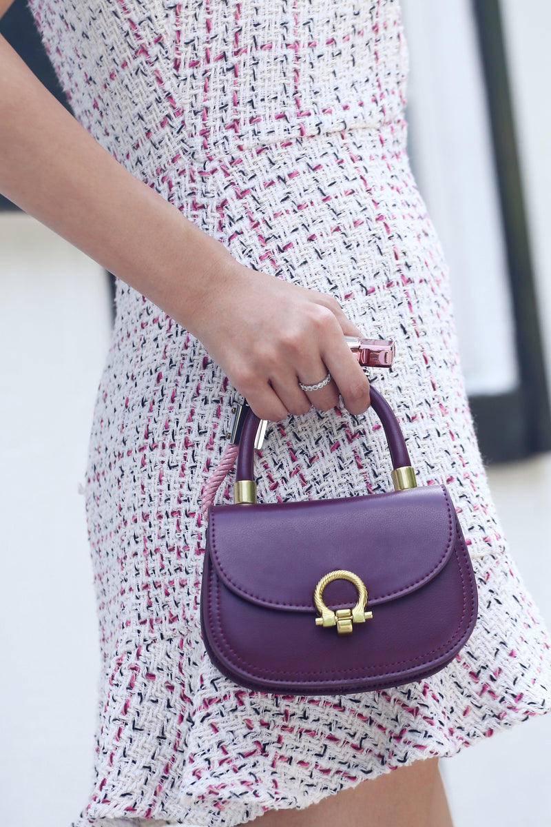 Hannah Mini - Plum Leather Handheld Bag | Exclusive Signature Design ...